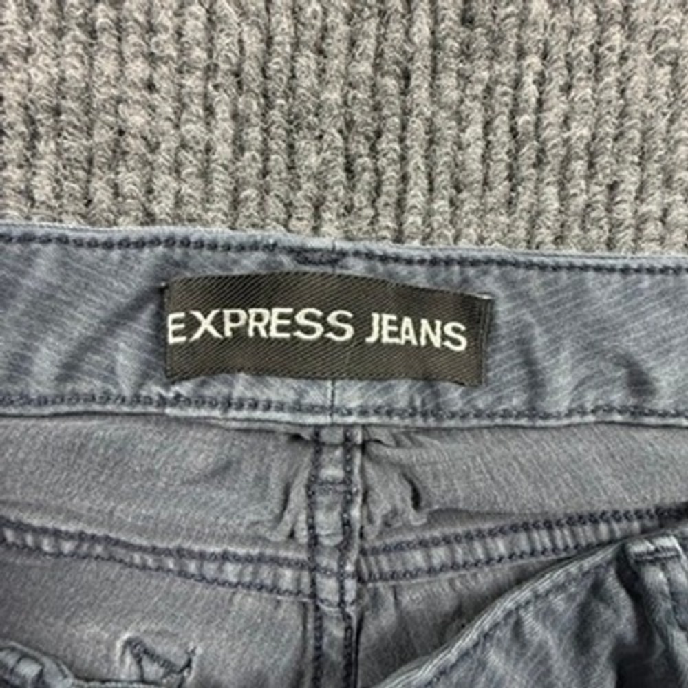 Express Jeans Stella Moto Zipper Ankle Legging Gray Low Rise Womens Size 8R - Picture 9 of 14